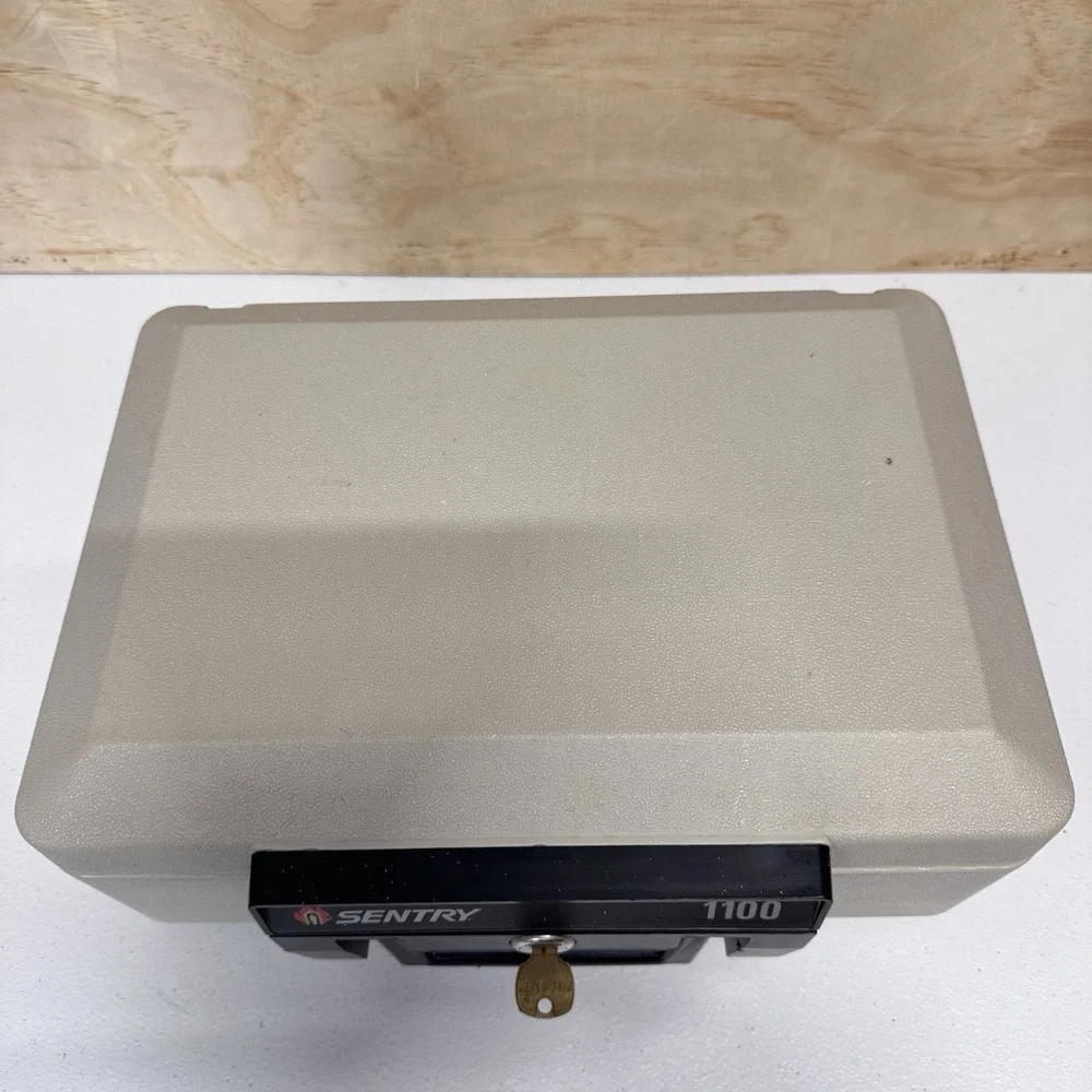 Sentry Safe 1100 Fire Proof Safe with Keys Valuables Portable Lock Box 1 key